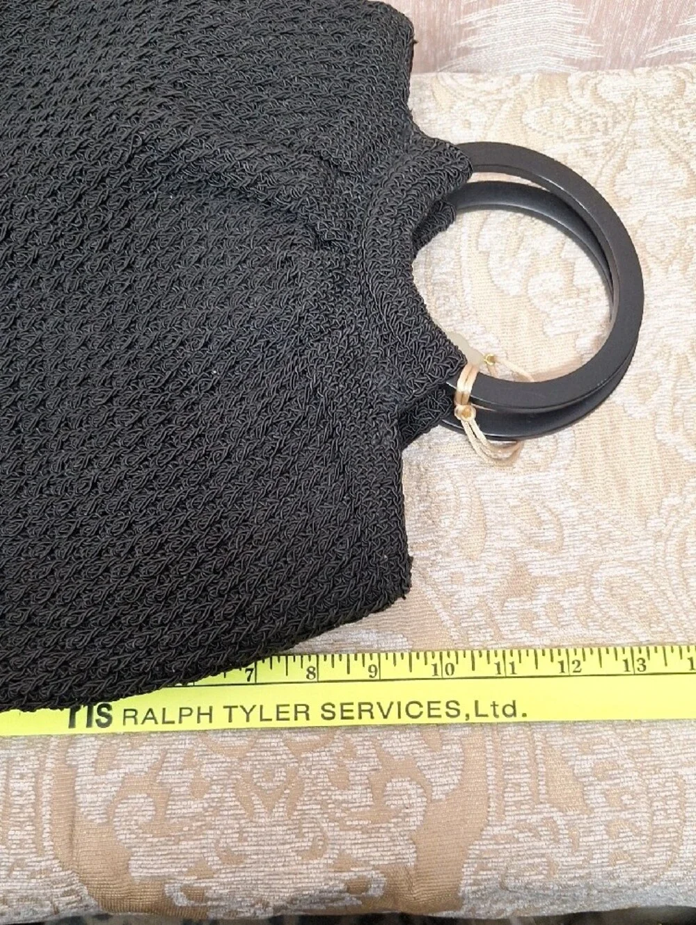 Liz Claiborne Black Crochet Tote with Round Handles